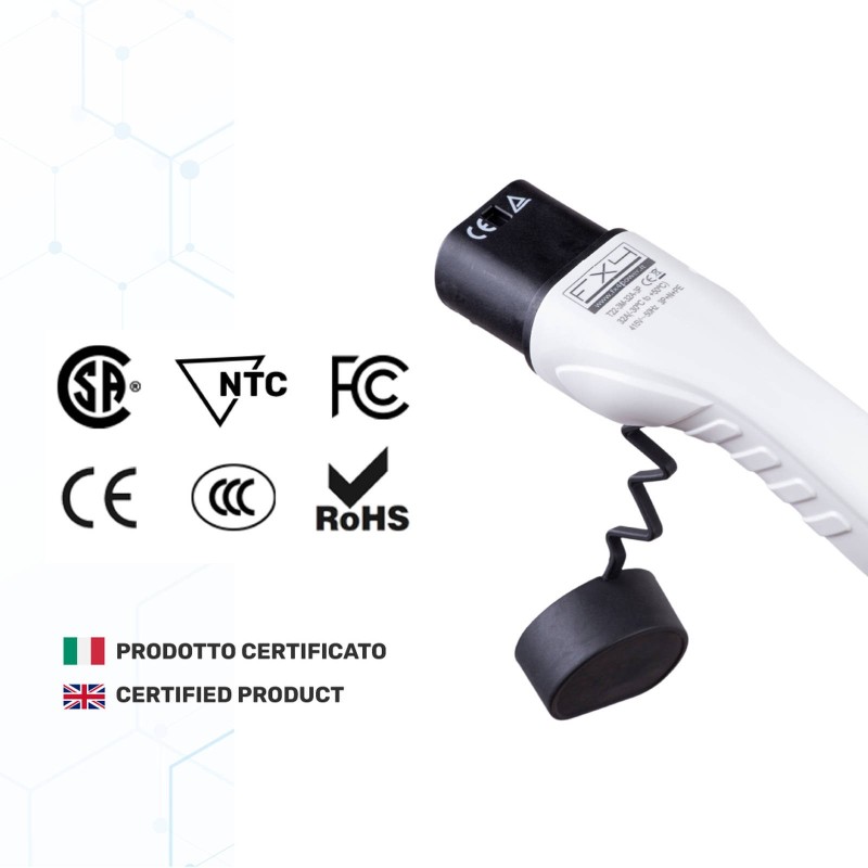 Cavo di ricarica Tipo 2 a spirale (a molla) per auto elettriche 32A trifase 22 kW – 5 m – foto 4