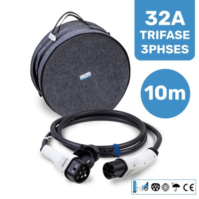 Cavo di ricarica Tipo 2 per auto elettriche 32A trifase 22 kW – 10 m