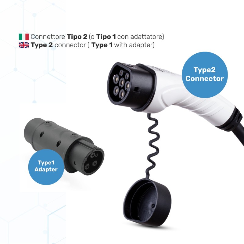 Cavo di ricarica Tipo 2 per auto elettriche 16A trifase 11 kW – 5 m – foto 3