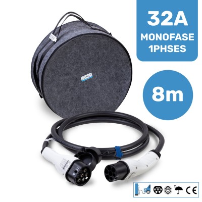 Cavo di ricarica Tipo 2 per auto elettriche 32A monofase 7,4 kW – 8 m