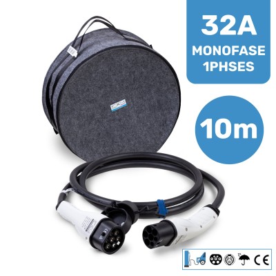 Cavo di ricarica Tipo 2 per auto elettriche 32A monofase 7,4 kW – 10 m