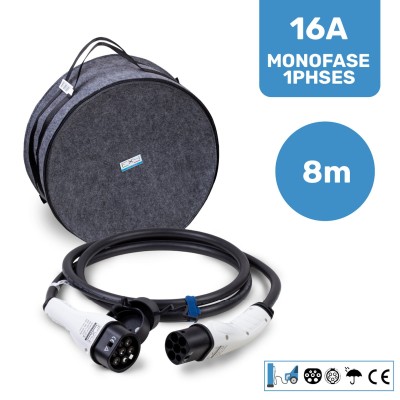 Cavo di ricarica Tipo 2 per auto elettriche 16A monofase 3,7 kW – 8 m