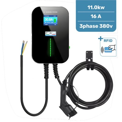 Wallbox Tipo 2 trifase 11 kW 16A con RFID – stazione di ricarica, caricatore per auto elettriche