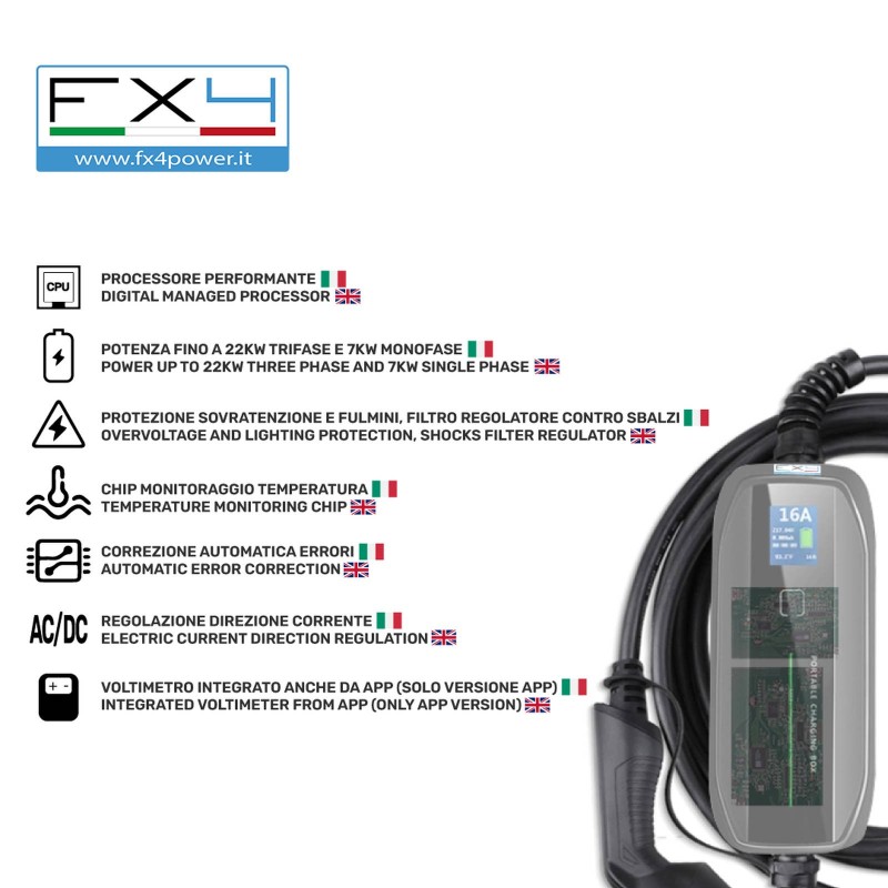 Caricatore portatile Tipo 2 monofase 3,5 kW fino a 16A – wallbox portatile, stazione di ricarica per auto elettriche – foto 3
