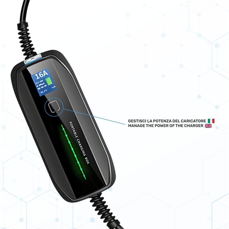 Caricatore portatile Tipo 2 monofase 3,5 kW fino a 16A – wallbox portatile, stazione di ricarica per auto elettriche – foto 5
