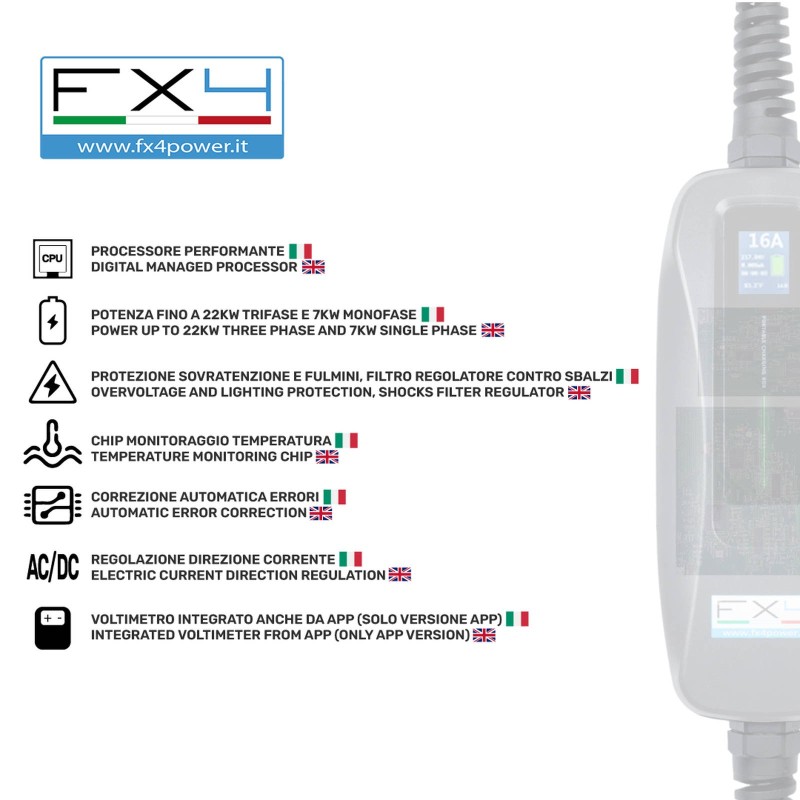 Caricatore portatile Tipo 2 monofase 7 kW fino a 32A – wallbox portatile, stazione di ricarica per auto elettriche – foto 6