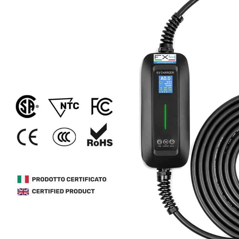 Caricatore portatile Tipo 2 monofase 3,5 kW con avvio ritardato – wallbox portatile, stazione di ricarica per auto elettriche – 